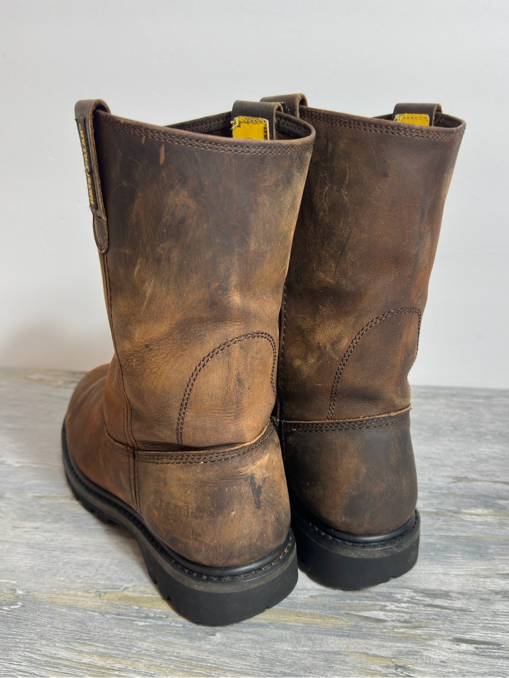 CAT Men's Leather Revolver pull-on work boots brown full-grain leather size 10 - Picture 3 of 11